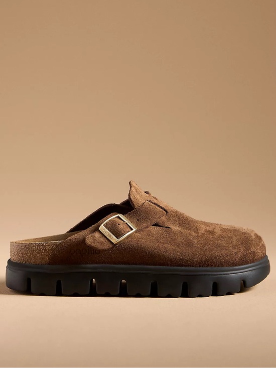 Birkenstock Shoes - New Birkenstock Boston Chunky Clogs Dark Tea Suede